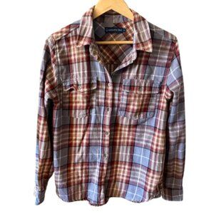 United By Blue Organic Cotton Plaid Shirt Women’s Small Red Blue Flannel